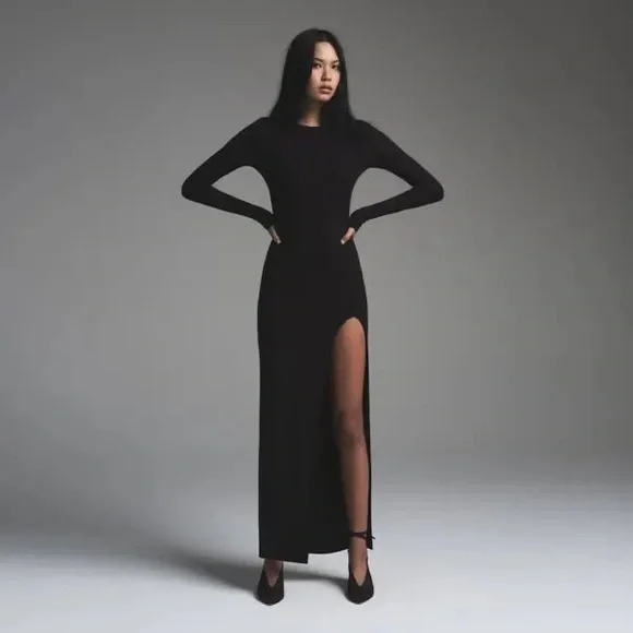 skims black long dress Crochet Dress With Tassels Black Beach Cover Up – Styledup.co.uk